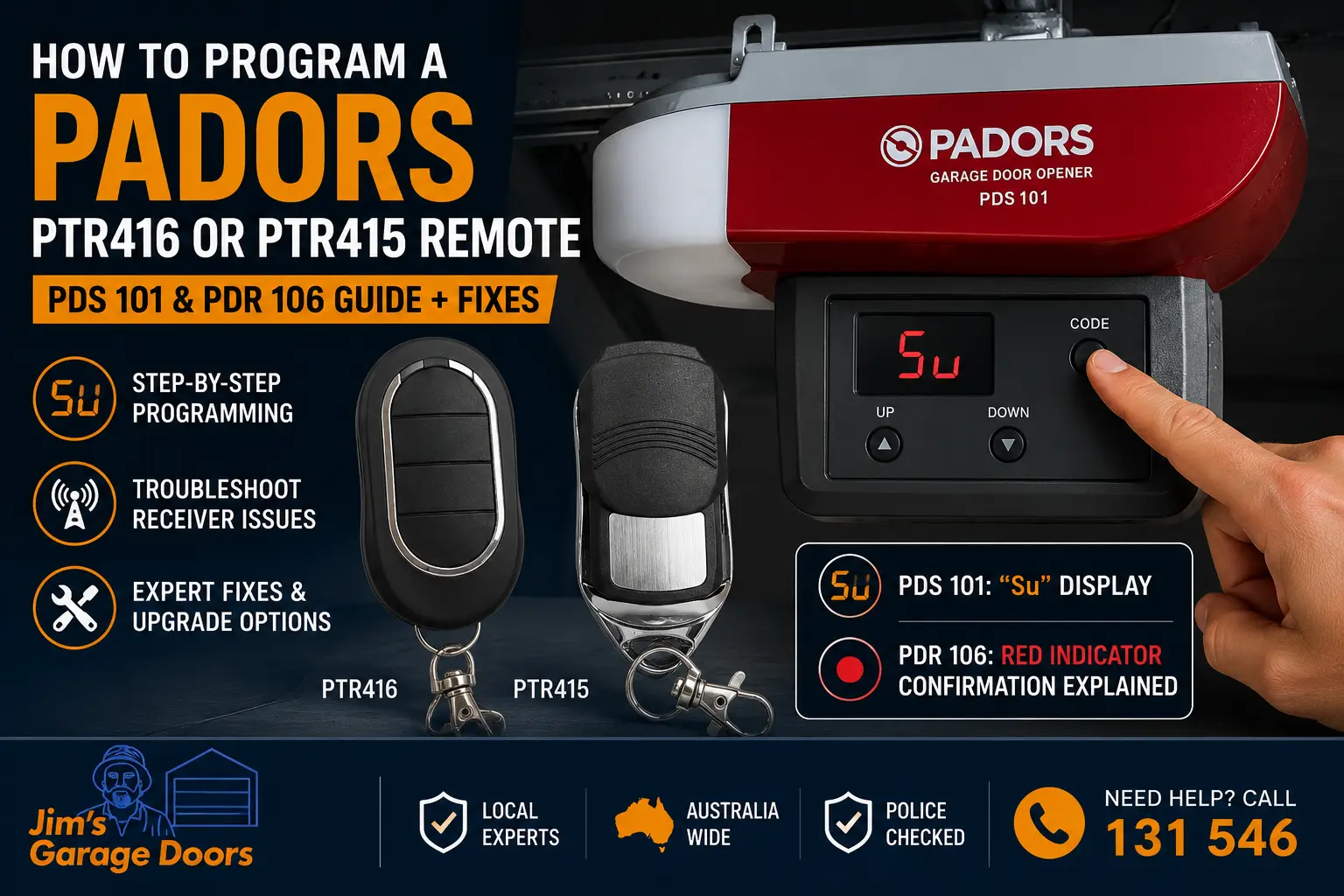 Padors PTR416 and PTR415 Remote Programming Guide