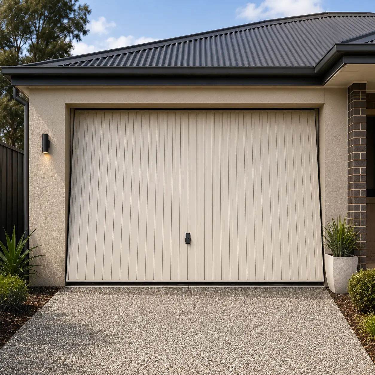 Tilt garage door on a residential garage